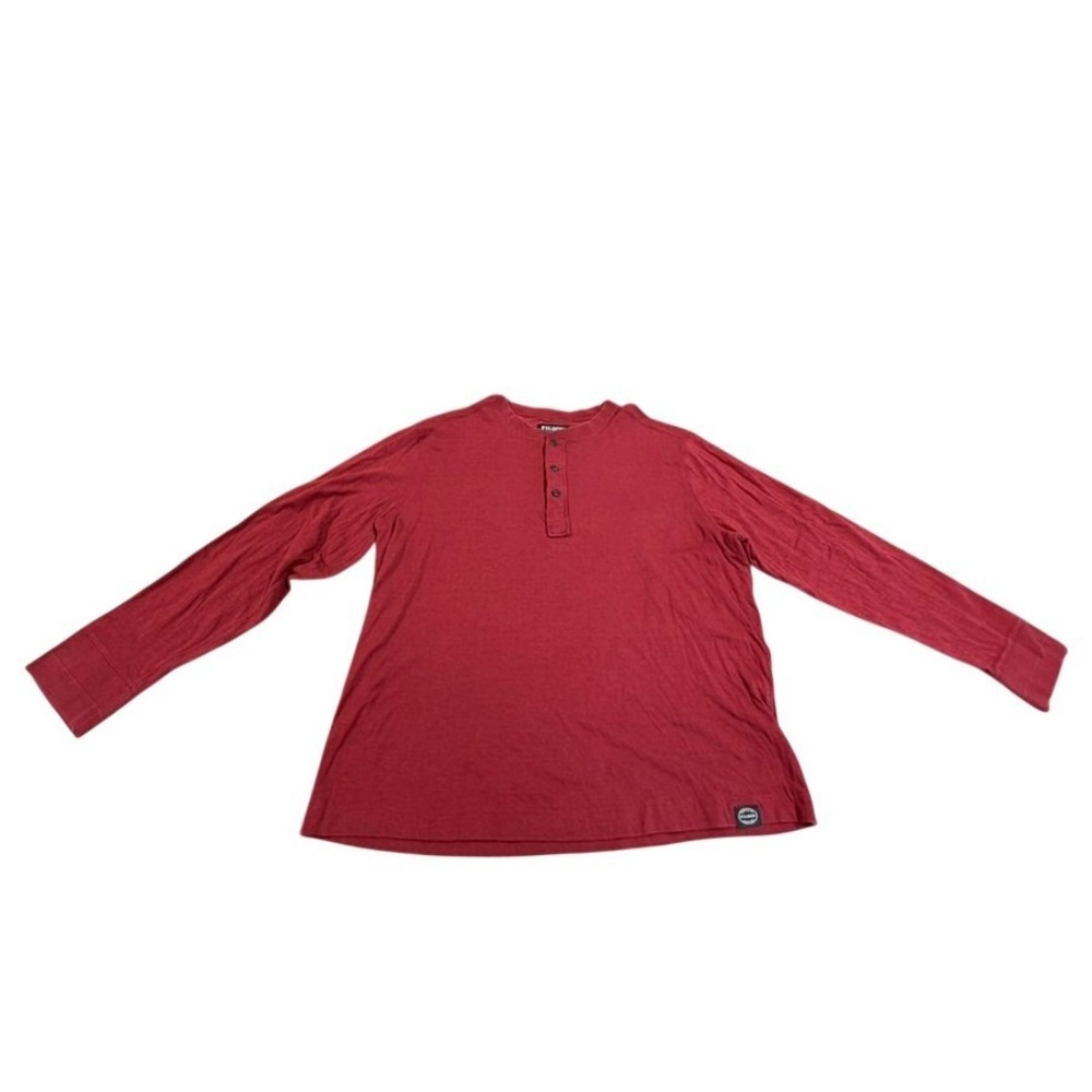 Filson Mens XXL Long Sleeve Henley Shirt Red Cotton Heritage Workwear Top READ‎